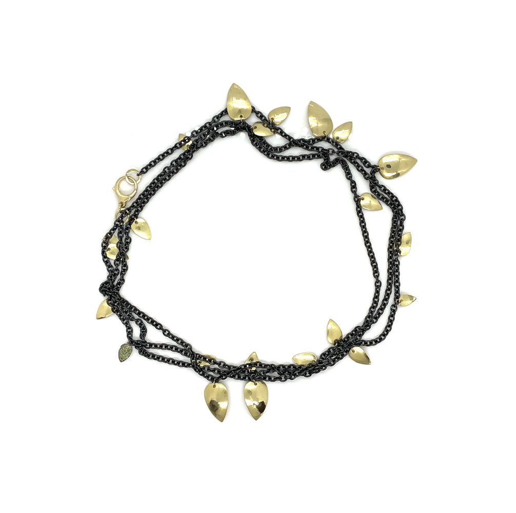 Multi Gold Leaf Link Necklace 18KT JOANE CORNELL